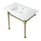 Kingston Brass KVPB37228Q7 37-Inch Console Sink with Stainless Steel Legs (8-Inch, 3 Hole), White/Brushed Brass KVPB37228Q7 - alternate 1